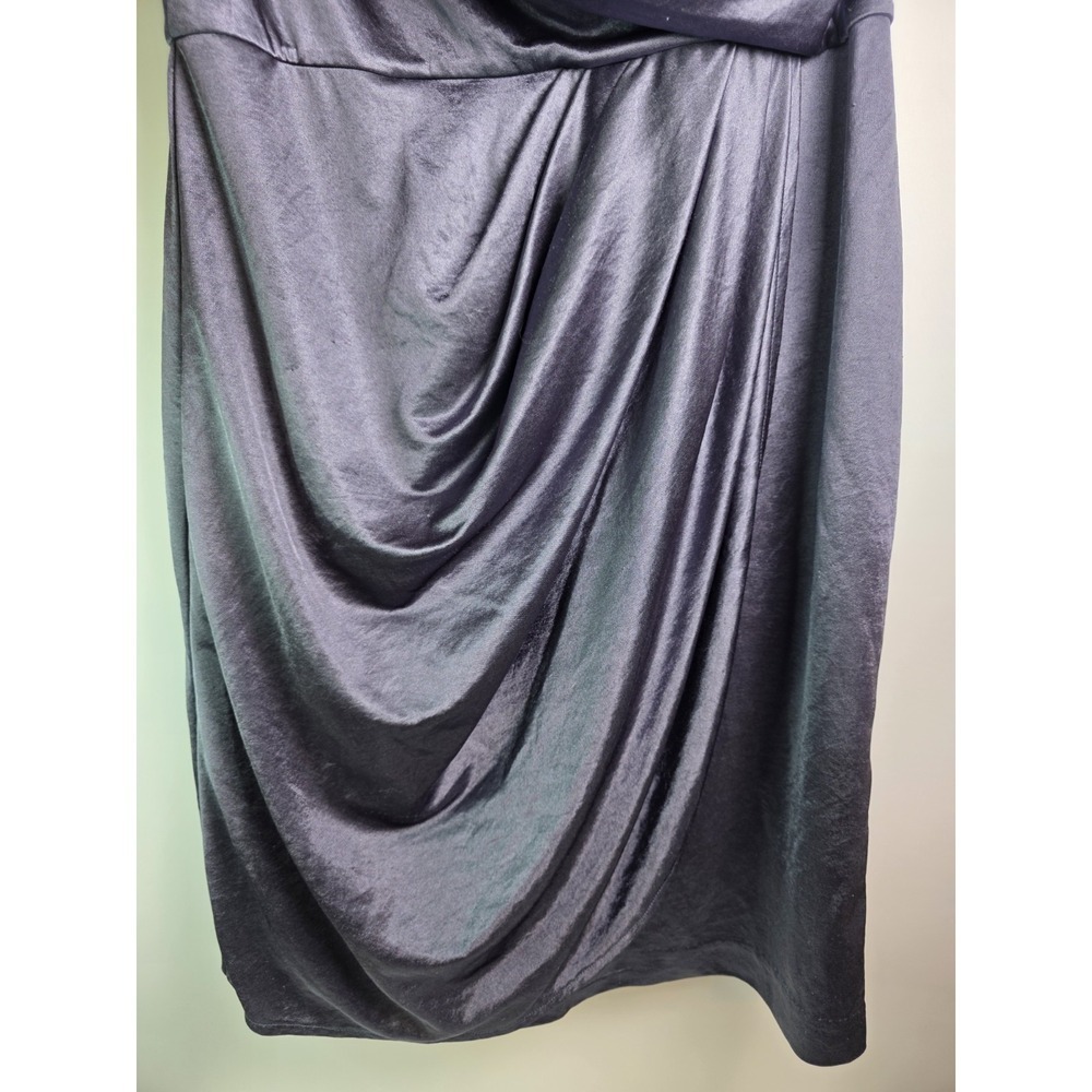 Suzi Chin Maggy Women's 12 Silver Slate Dress Sleeveless Faux Wrap‎ Knee Length - Picture 3 of 12